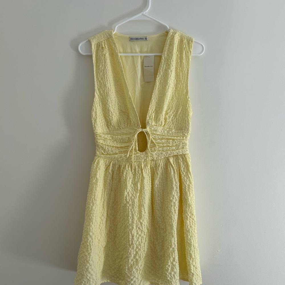 Abercrombie & Fitch Cream Ruffled Tiered Sundress